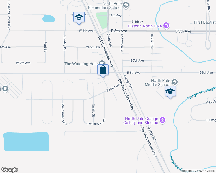 map of restaurants, bars, coffee shops, grocery stores, and more near in North Pole
