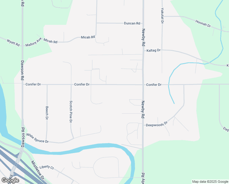 map of restaurants, bars, coffee shops, grocery stores, and more near 3423 Conifer Drive in North Pole