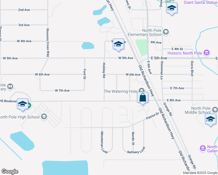 map of restaurants, bars, coffee shops, grocery stores, and more near 327 West 7th Avenue in North Pole