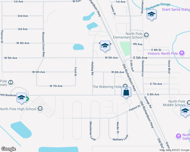 map of restaurants, bars, coffee shops, grocery stores, and more near 327 West 7th Avenue in North Pole