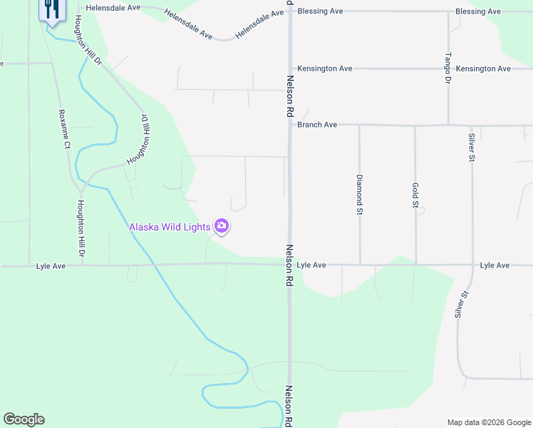 map of restaurants, bars, coffee shops, grocery stores, and more near 2624 Nellie Court in North Pole