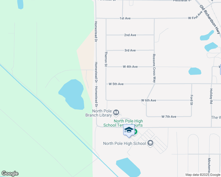 map of restaurants, bars, coffee shops, grocery stores, and more near 672 West 5th Avenue in North Pole