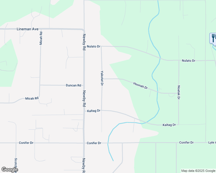 map of restaurants, bars, coffee shops, grocery stores, and more near 2584 Yakutat Drive in North Pole