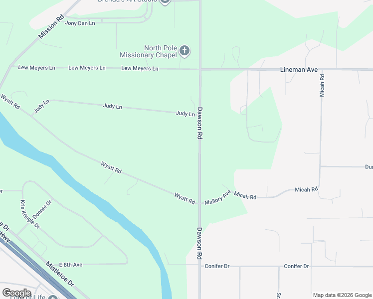 map of restaurants, bars, coffee shops, grocery stores, and more near 2525 Dawson Road in North Pole