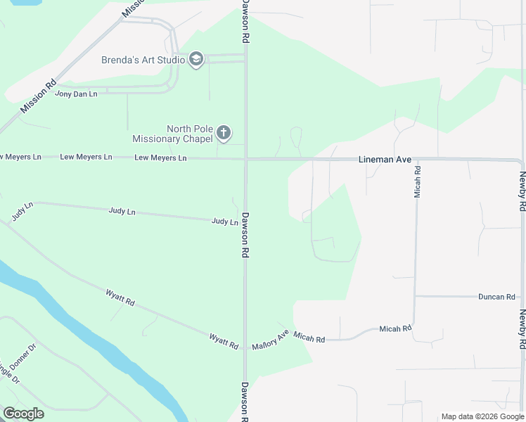 map of restaurants, bars, coffee shops, grocery stores, and more near 2536 Dawson Road in North Pole