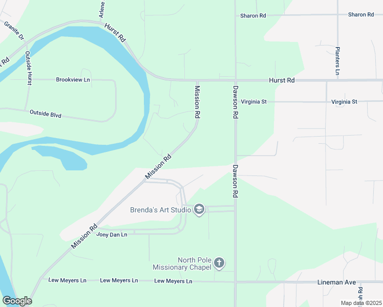 map of restaurants, bars, coffee shops, grocery stores, and more near 2394 Mission Rd in North Pole