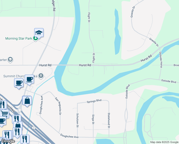 map of restaurants, bars, coffee shops, grocery stores, and more near 3005 Rudder Court in North Pole