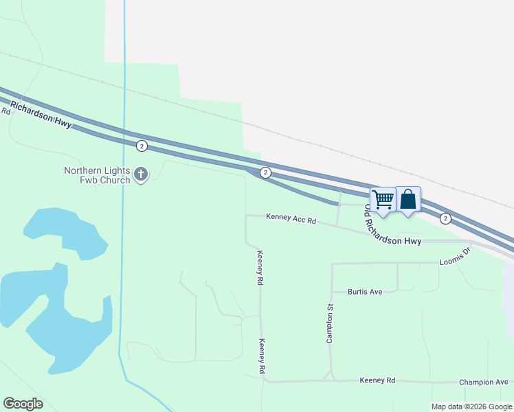 map of restaurants, bars, coffee shops, grocery stores, and more near 2232 Keeney Road in North Pole