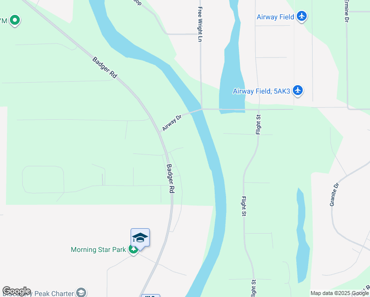 map of restaurants, bars, coffee shops, grocery stores, and more near 2961 Airway Drive in North Pole