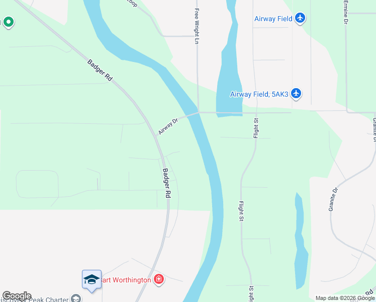 map of restaurants, bars, coffee shops, grocery stores, and more near 2961 Airway Drive in North Pole