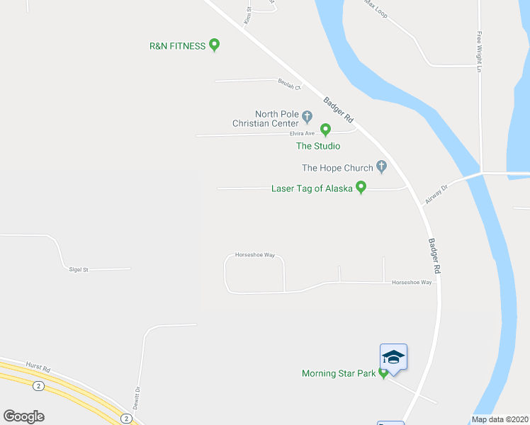 map of restaurants, bars, coffee shops, grocery stores, and more near 2891 Glacier State Drive in North Pole