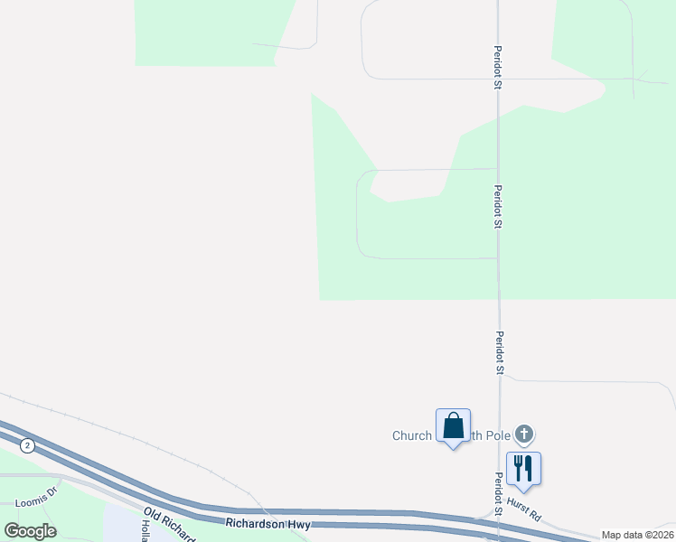 map of restaurants, bars, coffee shops, grocery stores, and more near 2570 Kalispell Loop in North Pole