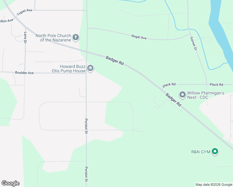 map of restaurants, bars, coffee shops, grocery stores, and more near 2698 North Goldenrod Circle in North Pole