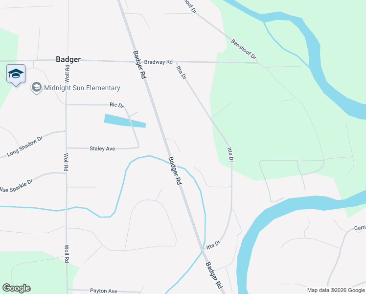 map of restaurants, bars, coffee shops, grocery stores, and more near 1450 Nymph Court in North Pole