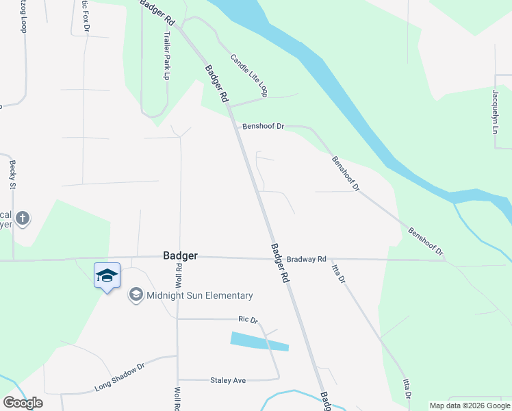 map of restaurants, bars, coffee shops, grocery stores, and more near 2387 Badger Road in North Pole