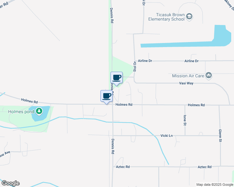 map of restaurants, bars, coffee shops, grocery stores, and more near 1042 Dennis Road in North Pole