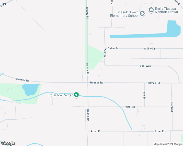 map of restaurants, bars, coffee shops, grocery stores, and more near 1042 Dennis Road in North Pole