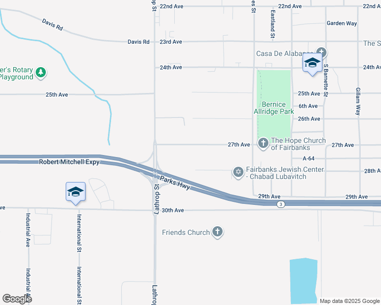 map of restaurants, bars, coffee shops, grocery stores, and more near 1517 27th Avenue in Fairbanks