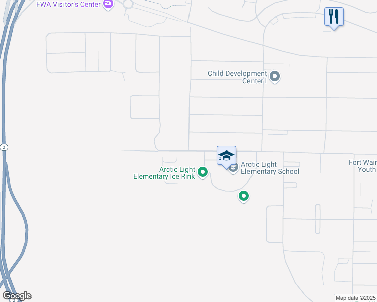 map of restaurants, bars, coffee shops, grocery stores, and more near 1231 599th Street in Fairbanks