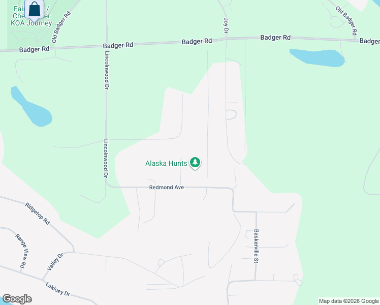 map of restaurants, bars, coffee shops, grocery stores, and more near 1437 Granola Drive in North Pole