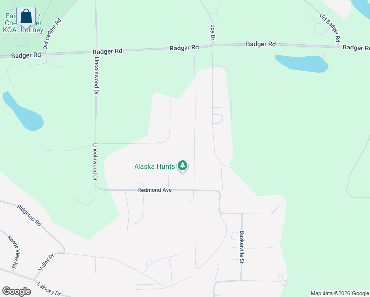 map of restaurants, bars, coffee shops, grocery stores, and more near 1437 Granola Drive in North Pole