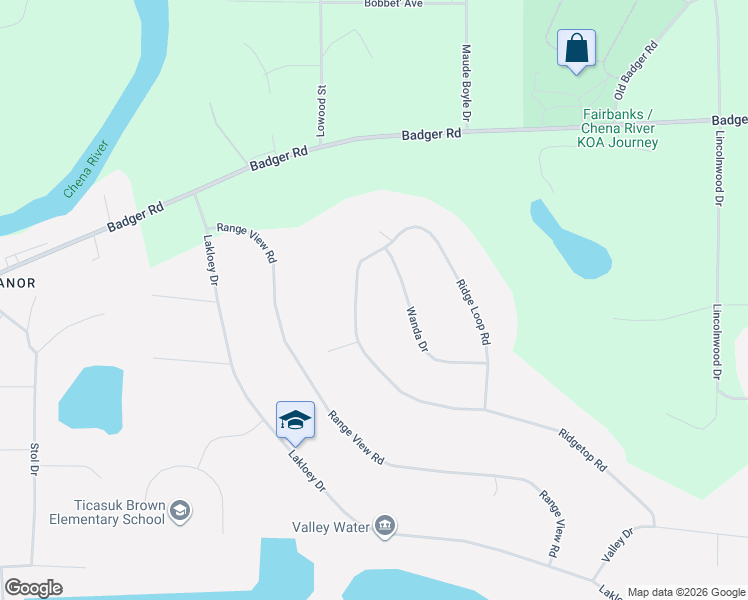 map of restaurants, bars, coffee shops, grocery stores, and more near 820 Ridge Loop Road in North Pole