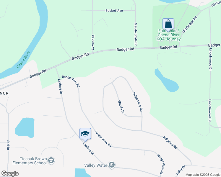 map of restaurants, bars, coffee shops, grocery stores, and more near 779 Ridge Loop Road in North Pole
