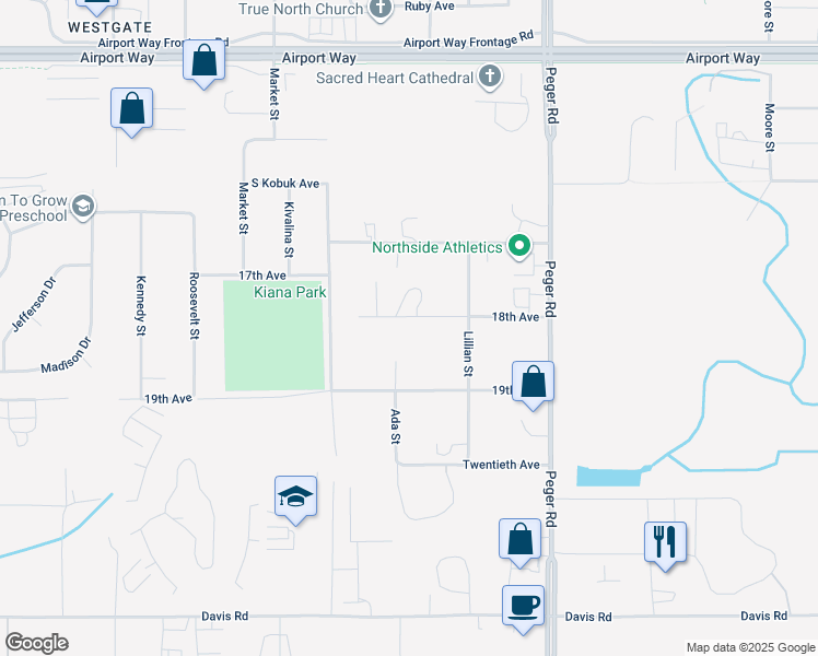 map of restaurants, bars, coffee shops, grocery stores, and more near 2700 19th Avenue in Fairbanks