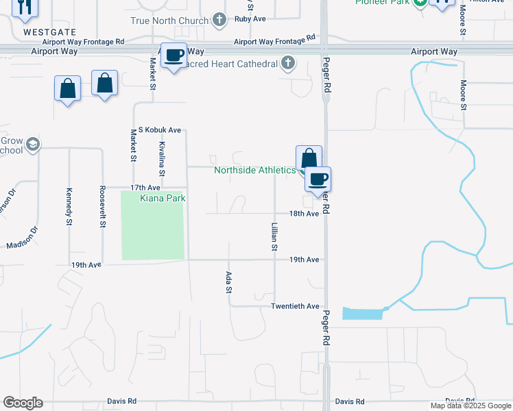 map of restaurants, bars, coffee shops, grocery stores, and more near 2602 18th Avenue in Fairbanks