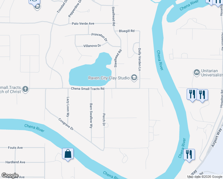 map of restaurants, bars, coffee shops, grocery stores, and more near 4695 Chena Small Tracts Road in Fairbanks