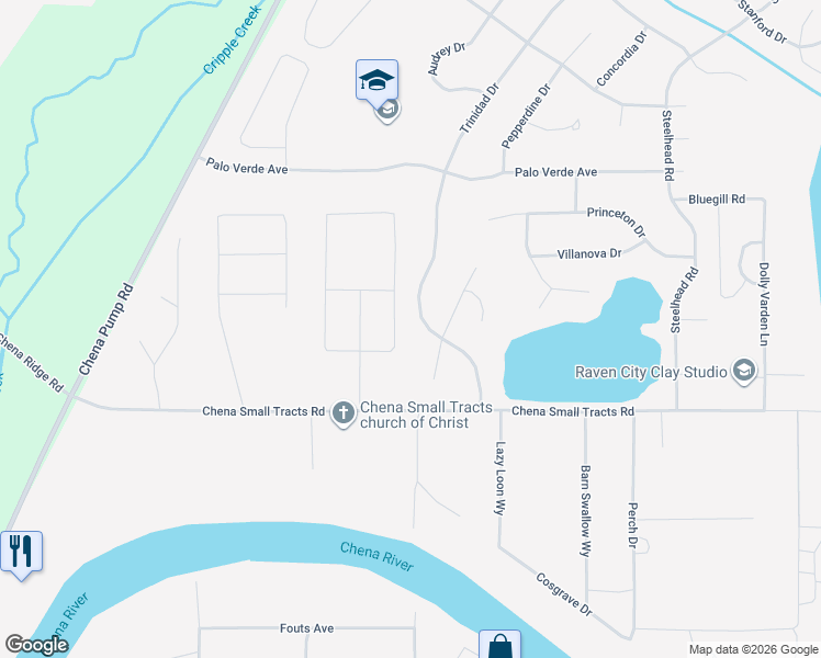 map of restaurants, bars, coffee shops, grocery stores, and more near 1375 Garay Street in Fairbanks