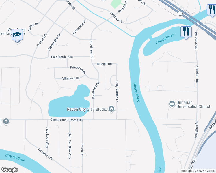 map of restaurants, bars, coffee shops, grocery stores, and more near 1270 Citadel Circle in Fairbanks