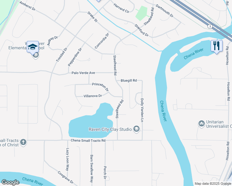 map of restaurants, bars, coffee shops, grocery stores, and more near 4648 Princeton Drive in Fairbanks