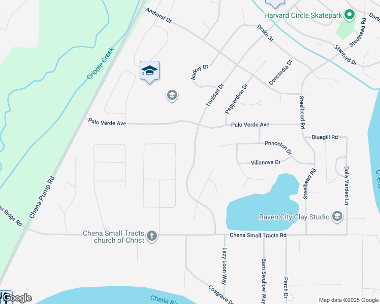 map of restaurants, bars, coffee shops, grocery stores, and more near 45 Trinidad Drive in Fairbanks