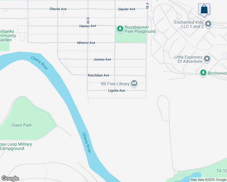 map of restaurants, bars, coffee shops, grocery stores, and more near 419 Lignite Avenue in Fairbanks