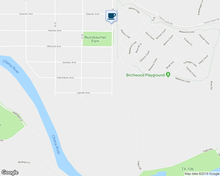 map of restaurants, bars, coffee shops, grocery stores, and more near 538 Lignite Avenue in Fairbanks