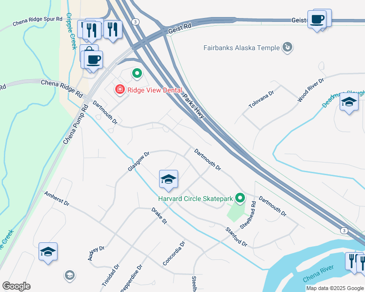 map of restaurants, bars, coffee shops, grocery stores, and more near in College