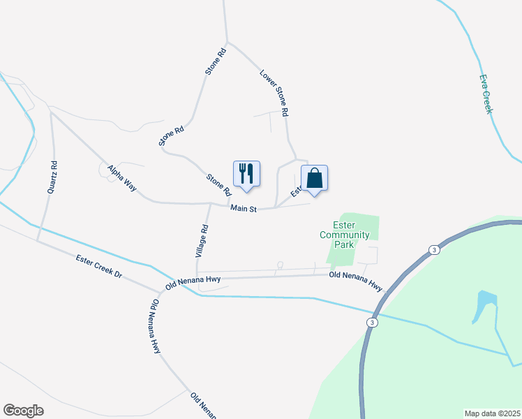 map of restaurants, bars, coffee shops, grocery stores, and more near 3618-3630 Main Street in Fairbanks