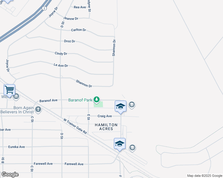 map of restaurants, bars, coffee shops, grocery stores, and more near 475 Shannon Drive in Fairbanks
