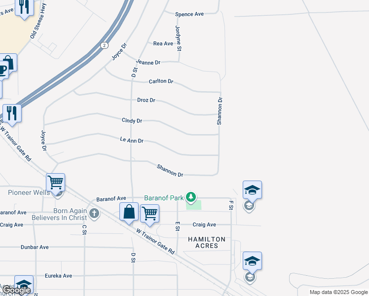 map of restaurants, bars, coffee shops, grocery stores, and more near 456 Le Ann Drive in Fairbanks