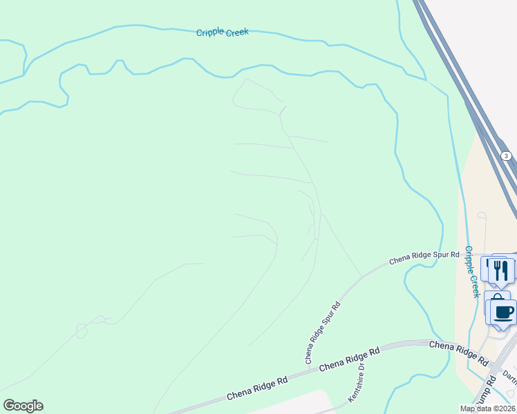 map of restaurants, bars, coffee shops, grocery stores, and more near 386 Crestmont Drive in Fairbanks