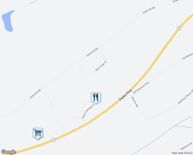 map of restaurants, bars, coffee shops, grocery stores, and more near 2959 Gold Hill Road in Fairbanks