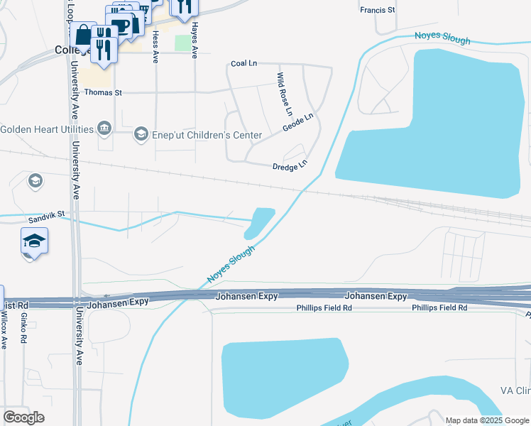 map of restaurants, bars, coffee shops, grocery stores, and more near 925 University Avenue in Fairbanks