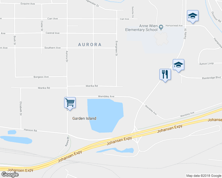 map of restaurants, bars, coffee shops, grocery stores, and more near 1601 Marika Road in Fairbanks