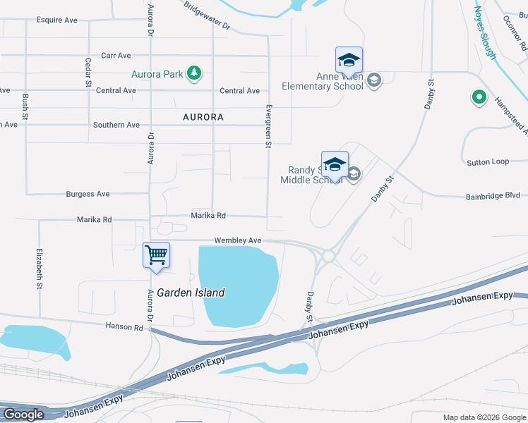 map of restaurants, bars, coffee shops, grocery stores, and more near 1501 Marika Road in Fairbanks