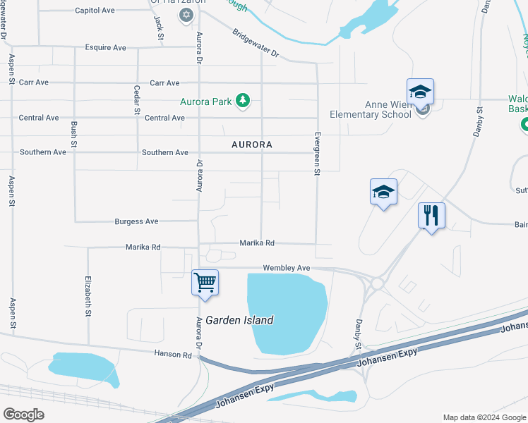 map of restaurants, bars, coffee shops, grocery stores, and more near 1027 Dogwood Street in Fairbanks