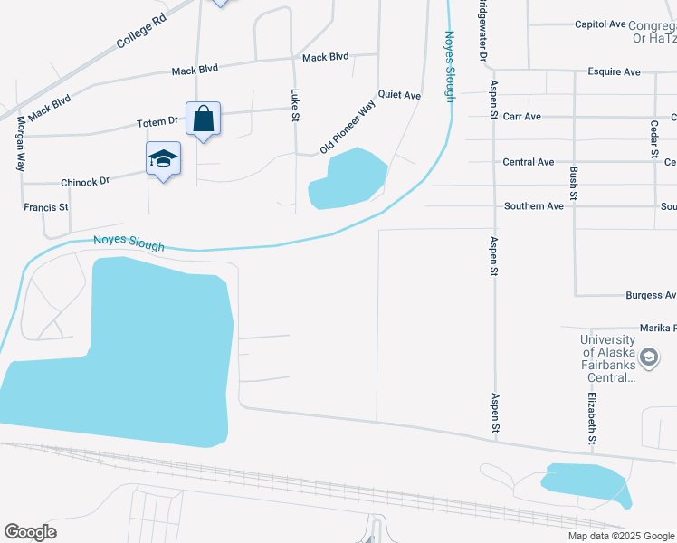 map of restaurants, bars, coffee shops, grocery stores, and more near 1034 Deere Street in Fairbanks