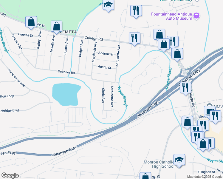 map of restaurants, bars, coffee shops, grocery stores, and more near 321 Antoinette Avenue in Fairbanks