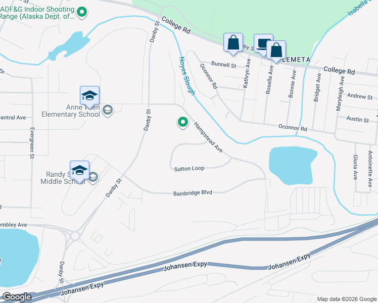 map of restaurants, bars, coffee shops, grocery stores, and more near 1246 Sutton Loop in Fairbanks