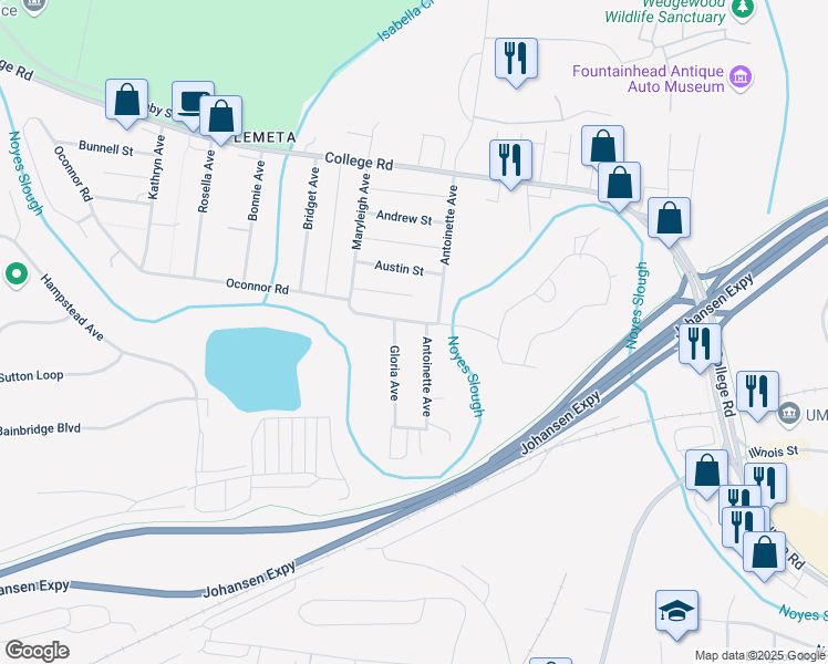 map of restaurants, bars, coffee shops, grocery stores, and more near 218 Antoinette Avenue in Fairbanks